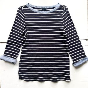 Nautica navy and white striped top, preppy & nautical, size S